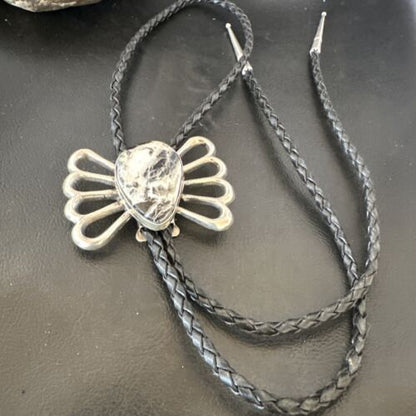 Men's Bolo Tie | White Buffalo Turquoise | Sterling Silver | Navajo | Authentic Native American Handmade | 16798
