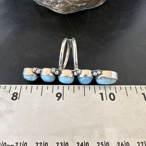 Navajo Blue Larimar Multi-Stone Cluster Ring | Authentic Native American Sterling Silver | Sz 9.5 | 16607