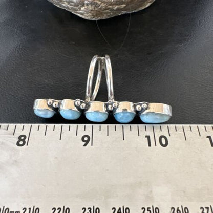 Navajo Blue Larimar Multi-Stone Cluster Ring | Authentic Native American Sterling Silver | Sz 9.5 | 16607