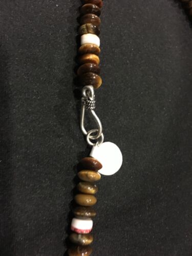 Men's Tiger Eye & Spiny Oyster Necklace | Navajo Pearls | Sterling Silver | 19" | 15227