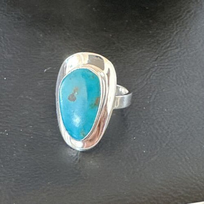 Navajo Blue Kingman Turquoise Ring | Sterling Silver | Sz 8 | Authentic Native American Handmade | 16589