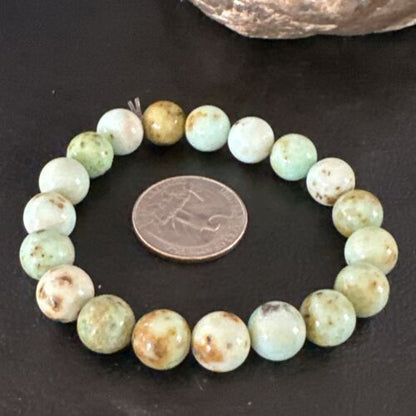 Women's Green Turquoise Stretch Bracelet | 10mm Stone | 7" | 15242