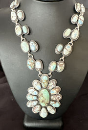 Navajo Blue Golden Hills Turquoise Lariat Necklace Pendant | 16181 | Authentic Native American Handmade