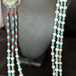 Navajo Blue Turquoise 3-Strand Coral Pendant Necklace | Sterling Silver | Authentic Native American Handmade | 15516