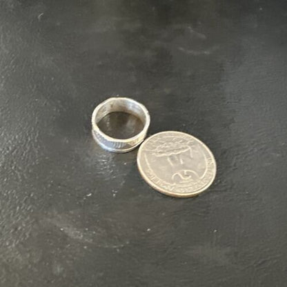 Navajo Stamped Wide Band Ring | Sterling Silver | Sz 4 | Authentic Native American Handmade | 15298