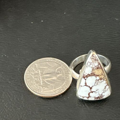 Men's and Women's Wild Horse Turquoise Ring | Navajo Sterling Silver | Sz 7 | Authentic Native American Handmade | 17355 - Masha USA