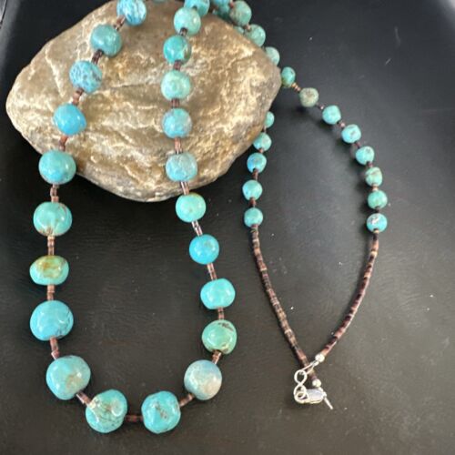 Native American Navajo Turquoise Shell Heishi Bead Necklace | Sterling Silver | 30" | 15991