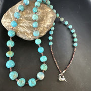 Native American Navajo Turquoise Shell Heishi Bead Necklace | Sterling Silver | 30" | 15991