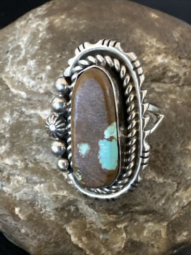 Men's Women's Blue Turquoise #8 Navajo Ring | Sterling Silver | Sz 11 | 16895