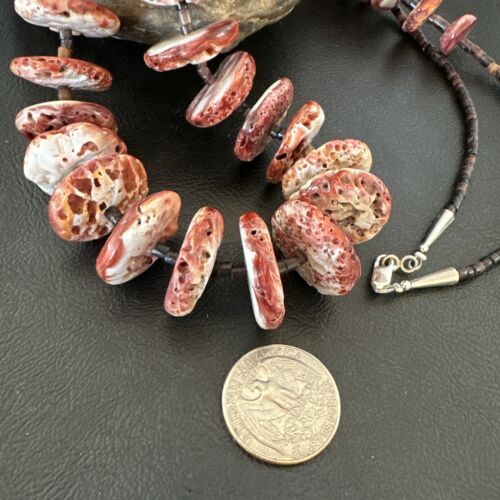 Navajo Purple Spiny Oyster Shell Graduated Necklace | Sterling Silver | 33" | Authentic Native American Handmade | 17174