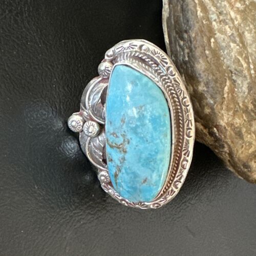 Navajo Blue Kingman Turquoise Ring | Sterling Silver | Sz 10 | Authentic Native American Handmade | 15664