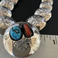 Navajo Coral Turquoise Necklace | Graduated Sterling Silver Pillow Stamped | 15636