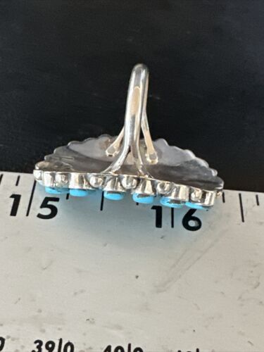 Navajo Blue Turquoise Cluster Ring | Authentic Native American Sterling Silver | Multi-Stone | Sz 8 | 14909