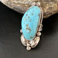 Navajo Blue Kingman Turquoise Ring | Sterling Silver | Sz 8.5 | Authentic Native American Handmade | 15663