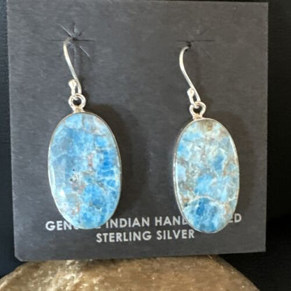 Blue Denim Lapis Dangle Earrings | Sterling Silver | 1" | 15792
