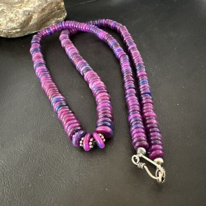 Navajo Pearls Purple Sugilite Pendant Necklace | Sterling Silver Beads | 29" | Authentic Native American Handmade | 16947