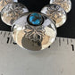 Navajo Sterling Silver Turquoise Pillow Stamped Bead Necklace Set | Authentic Native American Handmade | 15130