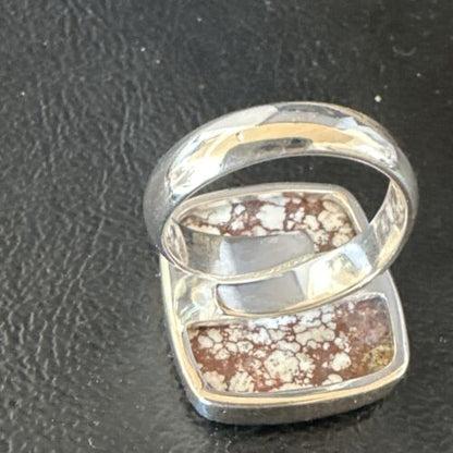 Navajo Wild Horse Turquoise Ring | Sterling Silver | Sz 8 Adjustable | Authentic Native American Handmade | 15556