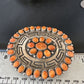Navajo Orange Spiny Oyster Cluster Concho Belt Buckle | Sterling Silver | Authentic Native American Handmade | 16344