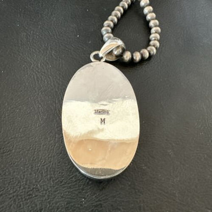 Navajo Blue Lapis Pendant with Pearls | Sterling Silver Necklace | 20" | Authentic Native American Handmade | 16910