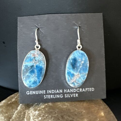 Blue Denim Lapis Dangle Earrings | Sterling Silver | 1" | 15790