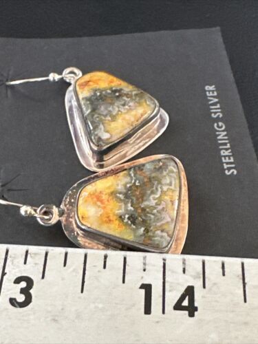 Navajo Bumblebee Jasper Earrings | Sterling Silver | Authentic Native American Handmade | 15830