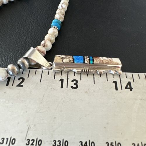 Wild Horse Blue Turquoise Pendant | Navajo Pearls | Sterling Silver Necklace 21" | Native American | 15667