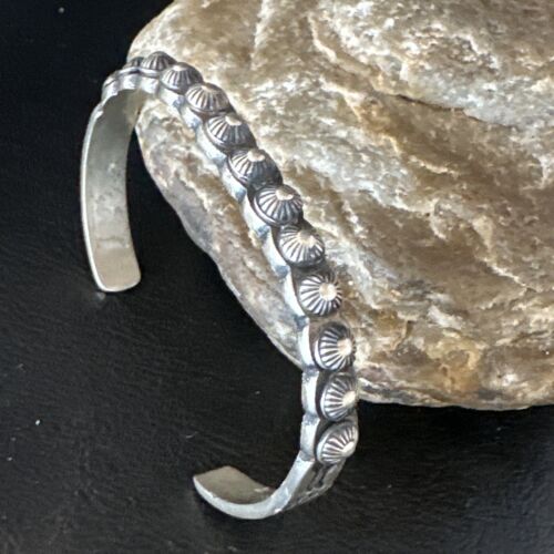 Navajo Stamped Cuff Bracelet | Old Pawn Sterling Silver | Authentic Native American Jewelry | 15163