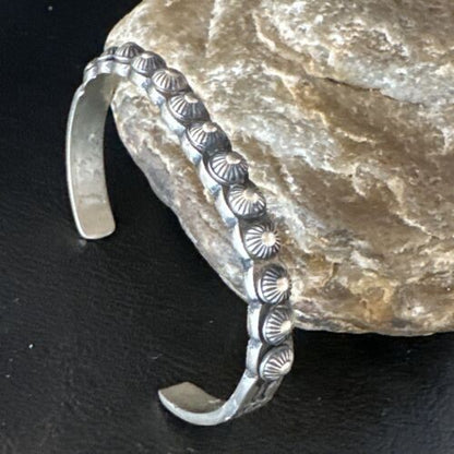 Navajo Stamped Cuff Bracelet | Old Pawn Sterling Silver | Authentic Native American Jewelry | 15163