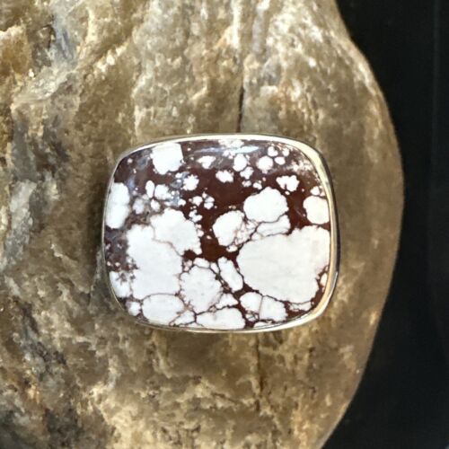 Navajo Wild Horse Turquoise Ring | Sterling Silver | Sz 7 Adjustable | Authentic Native American Handmade | 15546