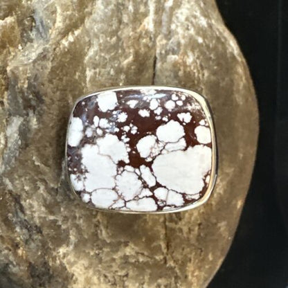 Navajo Wild Horse Turquoise Ring | Sterling Silver | Sz 7 Adjustable | Authentic Native American Handmade | 15546