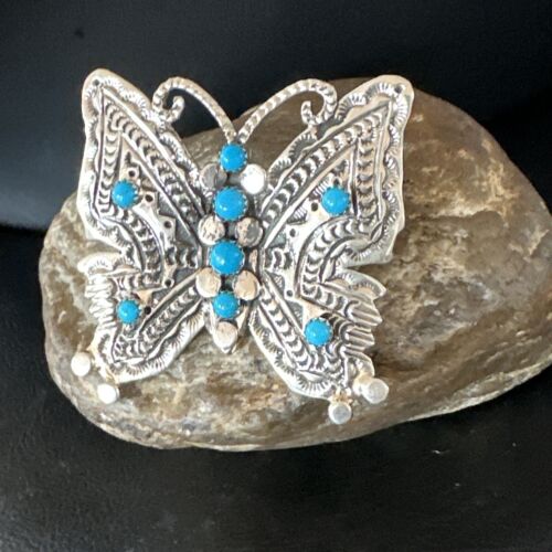 Navajo Turquoise Butterfly Ring | Authentic Native American Sterling Silver | Multi-Stone | Sz 8 | 16170 - Masha USA