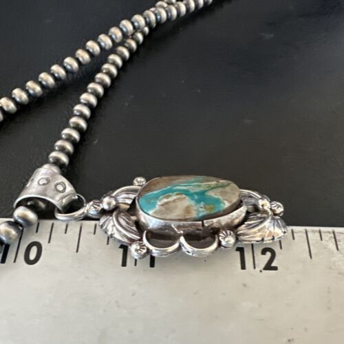 Navajo Blue Boulder Turquoise Necklace Pendant | Sterling Silver | Men's Women's | 16137