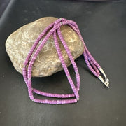 Stabilized Purple Sugilite Beads Necklace | Sterling Silver Tubes | 2-Strand | 17488