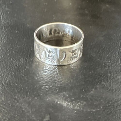 Men's Wide Band Thumb Ring | Navajo Stamped Sterling Silver | Sz 14 | Authentic Native American Handmade | 15127