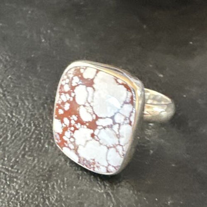 Navajo Wild Horse Turquoise Ring | Sterling Silver | Sz 7 Adjustable | Authentic Native American Handmade | 15546