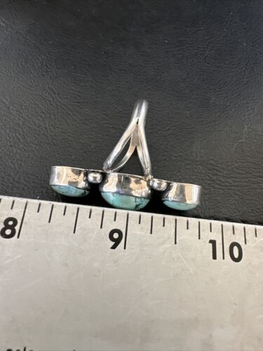 Navajo Blue Dry Creek Turquoise Cluster Ring | Authentic Native American Sterling Silver | Multi-Stone | Sz 8.5 | 17839