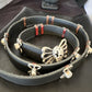 Men's White Buffalo Turquoise Concho Belt | Sterling Silver Navajo Tufa | Authentic Native American Handmade | 16683