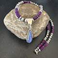 Navajo Faux Opal Pendant | Purple Sugilite Beads | Sterling Silver Necklace 16748