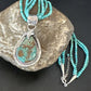 Blue Turquoise Pendant | Navajo Pearls | Sterling Silver Bead Necklace 17" | Multi-Strand | 15994