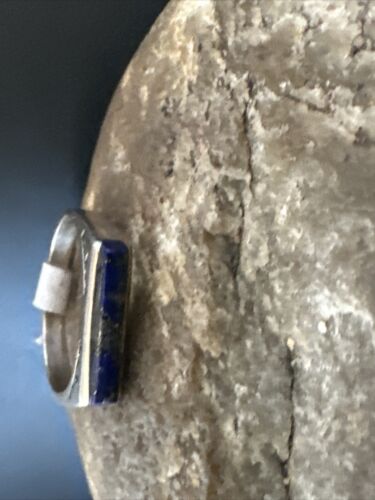 Navajo Navy Blue Lapis Inlay Ring | Sterling Silver | Sz 7 | Authentic Native American Handmade | 11290 - Masha USA