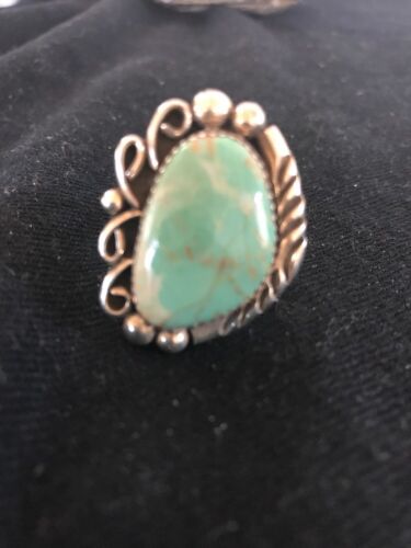 Navajo Turquoise Men's Ring | Sterling Silver | Sz 12.25 | Authentic Native American Handmade | 03474