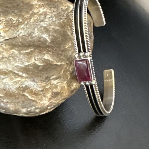 Navajo Purple Spiny Oyster Cuff Bracelet | Sterling Silver | Authentic Native American Handmade | 15159
