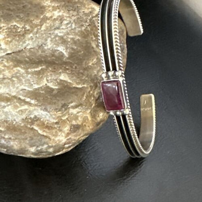 Navajo Purple Spiny Oyster Cuff Bracelet | Sterling Silver | Authentic Native American Handmade | 15159