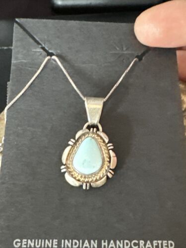 Navajo Dry Creek Turquoise Pendant Necklace | Sterling Silver Chain | Authentic Native American Handmade | 20" | 2578