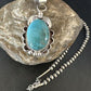 Navajo Pearls Blue Turquoise Necklace Pendant | Sterling Silver | Authentic Native American Handmade | 14881