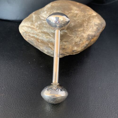 Navajo Baby Rattle | Handmade Sterling Silver Stamped | Native American | 3" | 16961