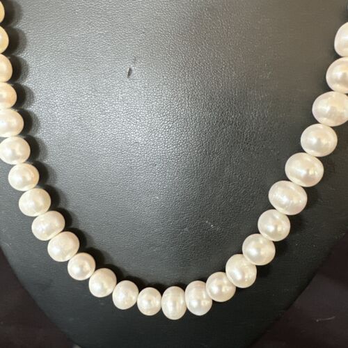 Handmade White Freshwater Pearl Bead Necklace | Sterling Silver | 21" | 17368