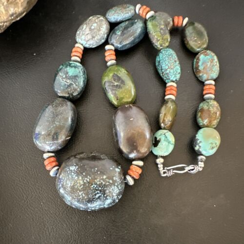 XXL Men's Chunky Spiderweb Turquoise Necklace | Navajo Sterling Silver | 21" | 16237