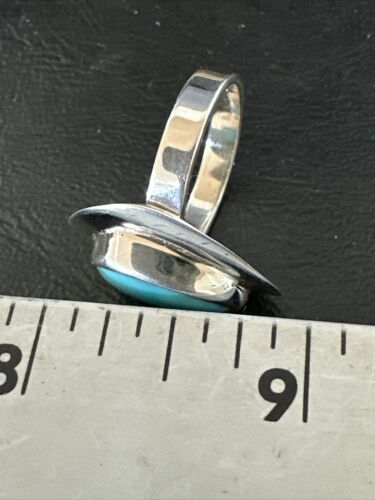 Navajo Sterling Silver Blue Kingman Turquoise Ring | Sz 8 | Authentic Native American Handmade | 17597